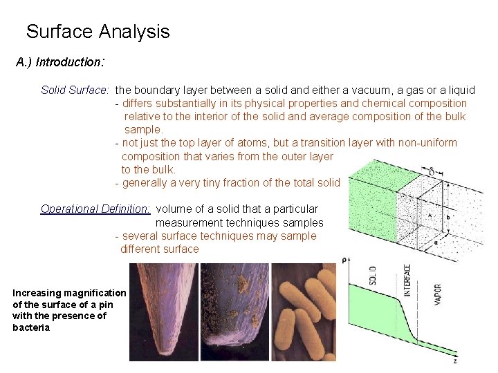 Surface Analysis A. ) Introduction: Solid Surface: the boundary layer between a solid and