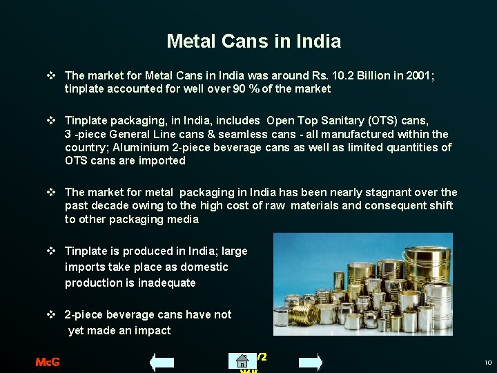 Metal Cans in India v The market for Metal Cans in India was around