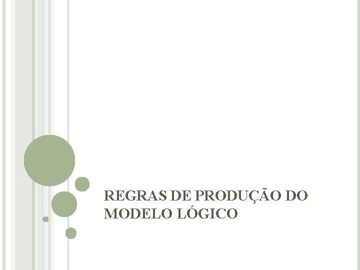 REGRAS DE PRODUÇÃO DO MODELO LÓGICO 