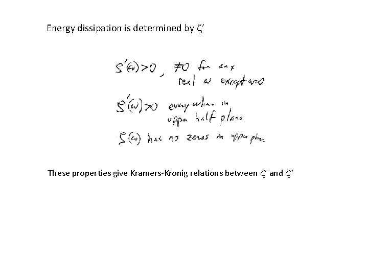 Energy dissipation is determined by z’ These properties give Kramers-Kronig relations between z’ and