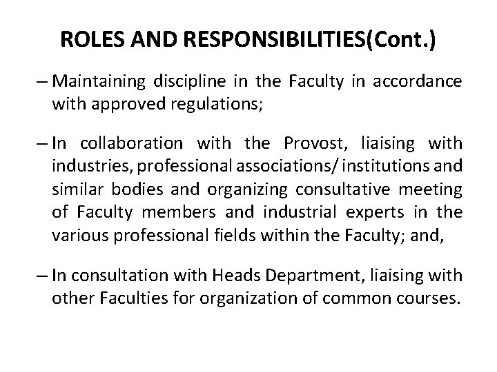 Roles Of Heads And Deans In The Administration