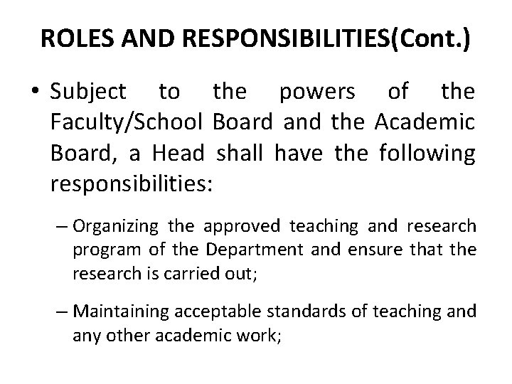Roles Of Heads And Deans In The Administration