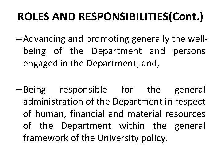 Roles Of Heads And Deans In The Administration