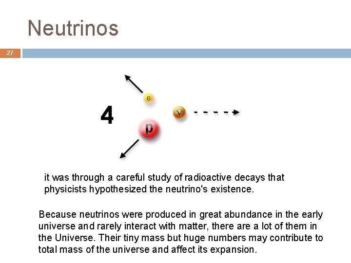 Neutrinos 27 it was through a careful study of radioactive decays that physicists hypothesized