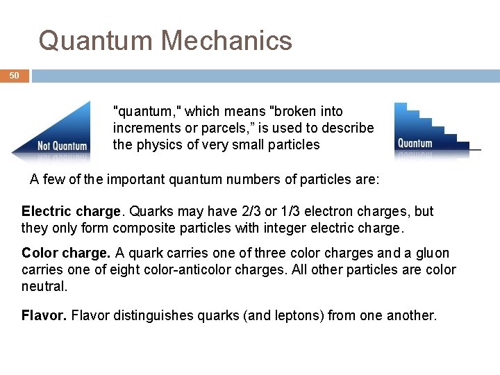 Quantum Mechanics 50 "quantum, " which means "broken into increments or parcels, ” is