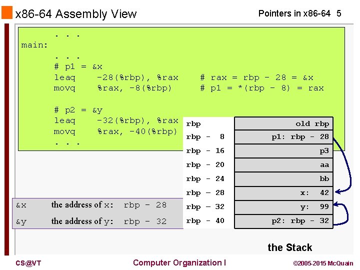 x 86 -64 Assembly View Pointers in x 86 -64 5 . . .