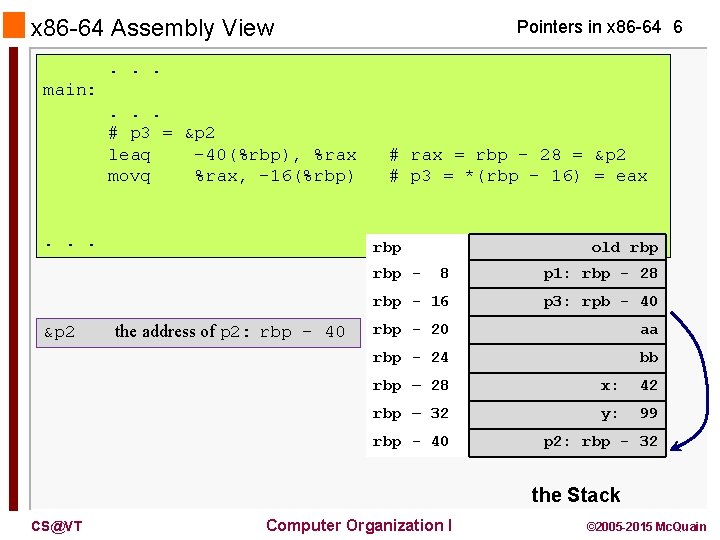 x 86 -64 Assembly View Pointers in x 86 -64 6 . . .