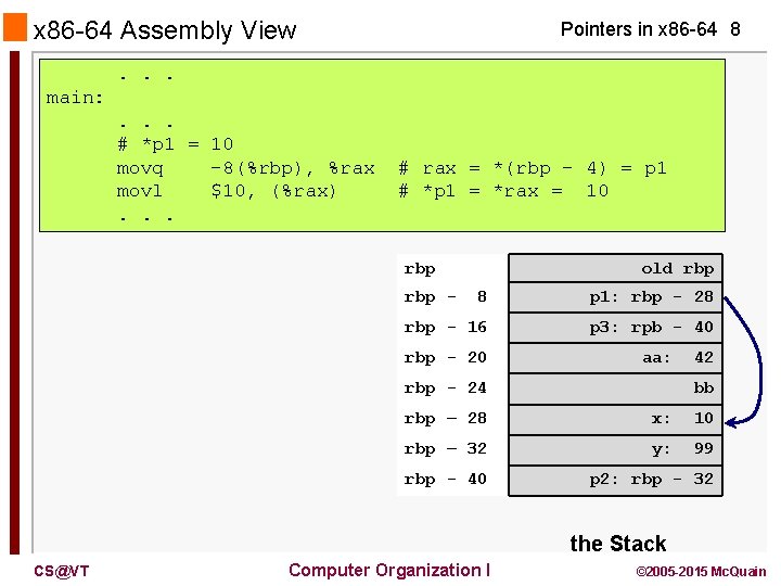 x 86 -64 Assembly View Pointers in x 86 -64 8 . . .