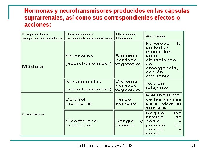 Hormonas y neurotransmisores producidos en las cápsulas suprarrenales, así como sus correspondientes efectos o Hormonas y neurotransmisores producidos en las cápsulas suprarrenales, así como sus correspondientes efectos o