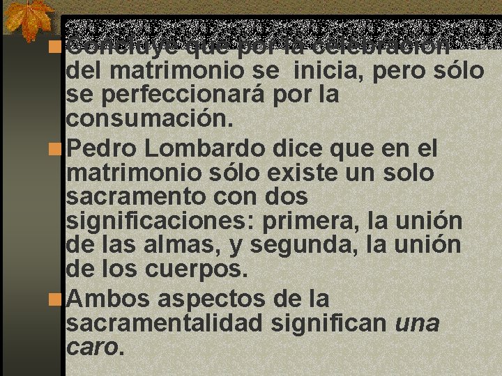 n Concluye que por la celebración del matrimonio se inicia, pero sólo se perfeccionará