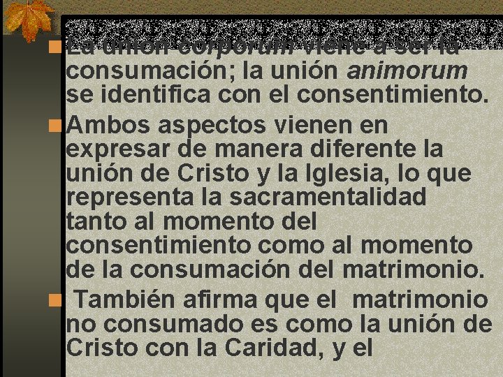 n La unión corporum viene a ser la consumación; la unión animorum se identifica