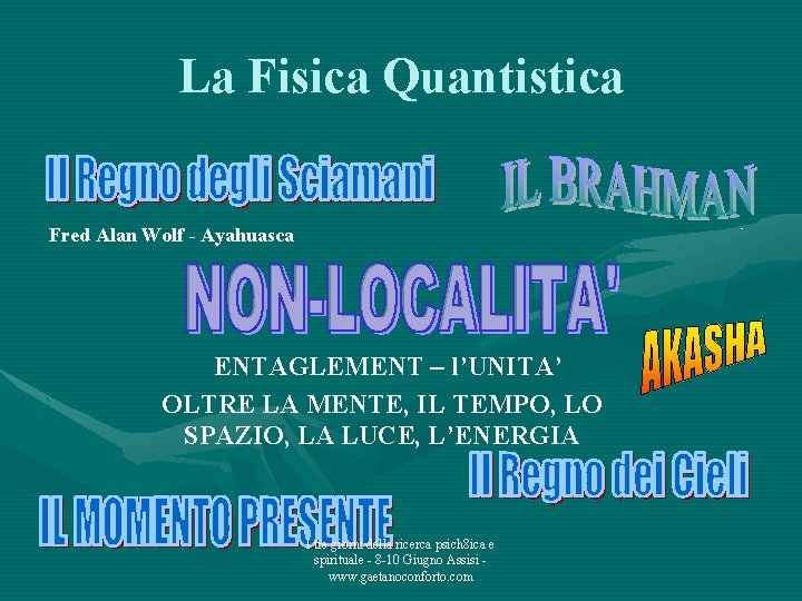 La Fisica Quantistica Fred Alan Wolf - Ayahuasca ENTAGLEMENT – l’UNITA’ OLTRE LA MENTE,