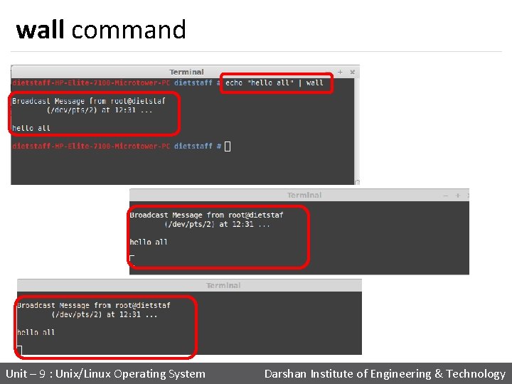 wall command Unit – 9 : Unix/Linux Operating System Darshan Institute of Engineering &
