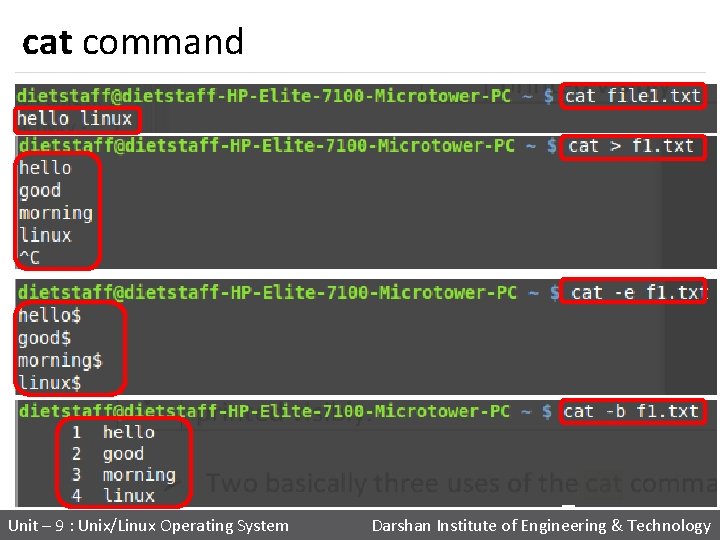 cat command Unit – 9 : Unix/Linux Operating System Darshan Institute of Engineering &