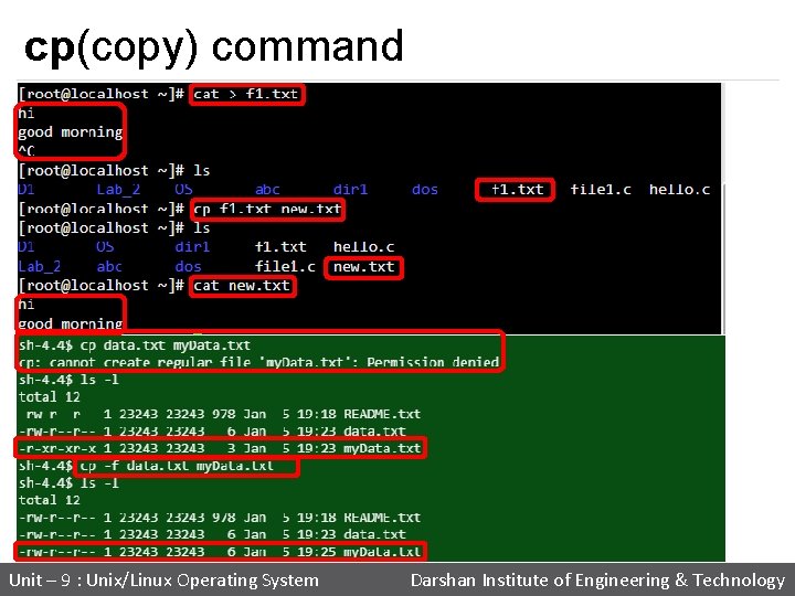 cp(copy) command Unit – 9 : Unix/Linux Operating System Darshan Institute of Engineering &