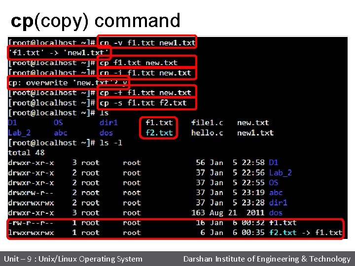 cp(copy) command Unit – 9 : Unix/Linux Operating System Darshan Institute of Engineering &