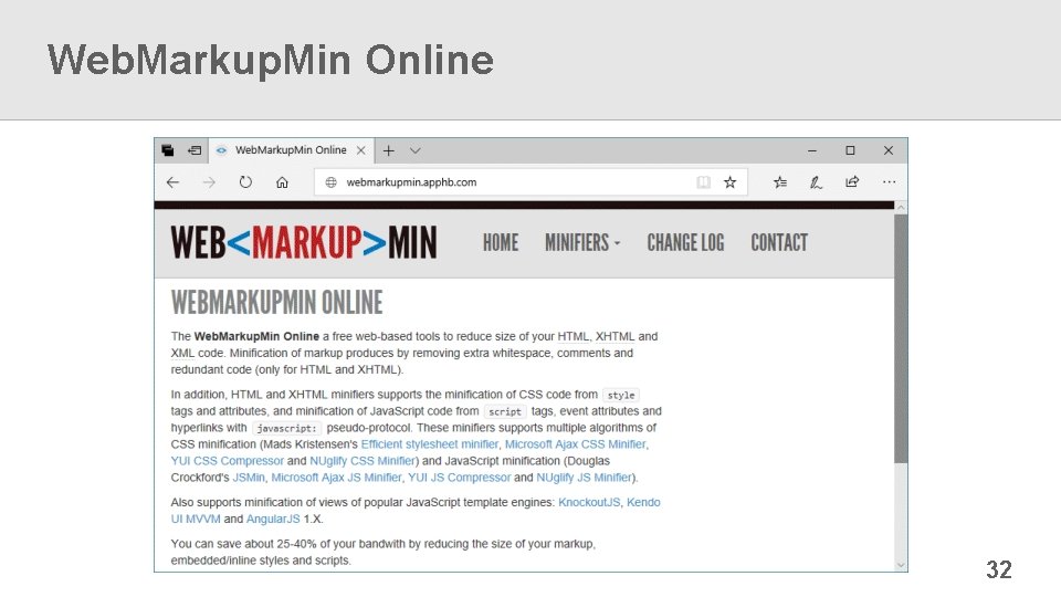 Web. Markup. Min Online 32 