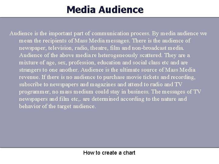 Media Audience is the important part of communication process. By media audience we mean