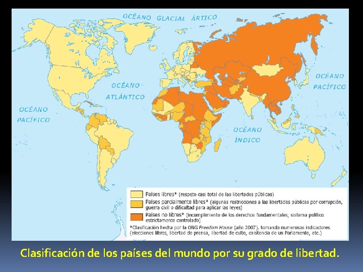 Clasificación de los países del mundo por su grado de libertad. 