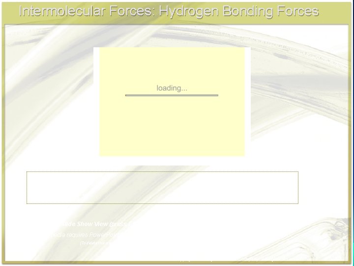 Intermolecular Forces: Hydrogen Bonding Forces Click in this box to enter notes. Go to