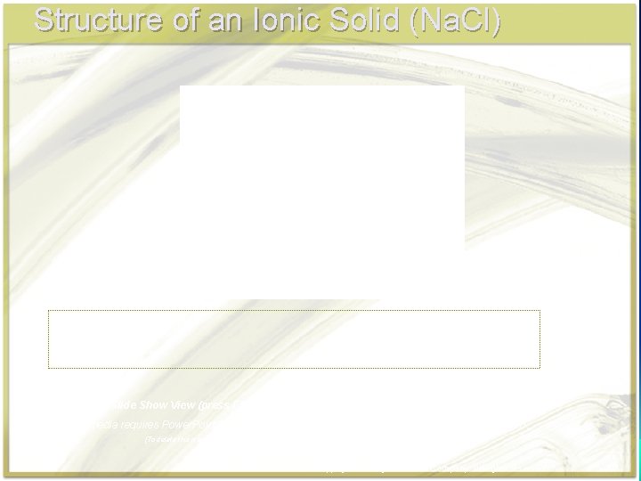 Structure of an Ionic Solid (Na. Cl) Click in this box to enter notes.
