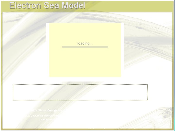 Electron Sea Model Click in this box to enter notes. Go to Slide Show