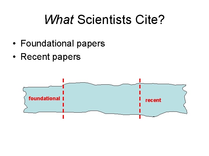 What Scientists Cite? • Foundational papers • Recent papers foundational recent 