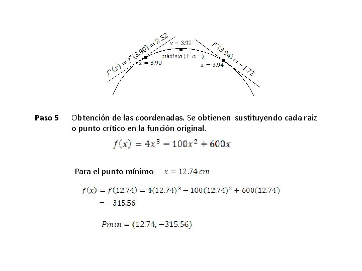 . . . Paso 5 Obtención de las coordenadas. Se obtienen sustituyendo cada raíz