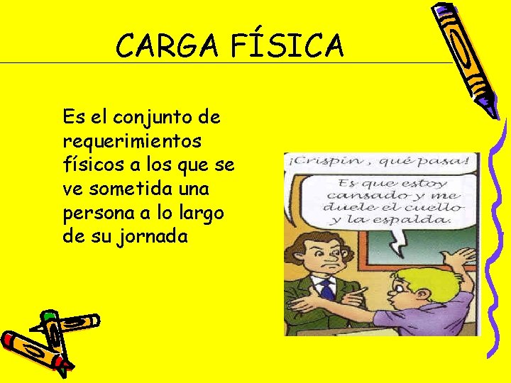 CARGA FÍSICA Es el conjunto de requerimientos físicos a los que se ve sometida