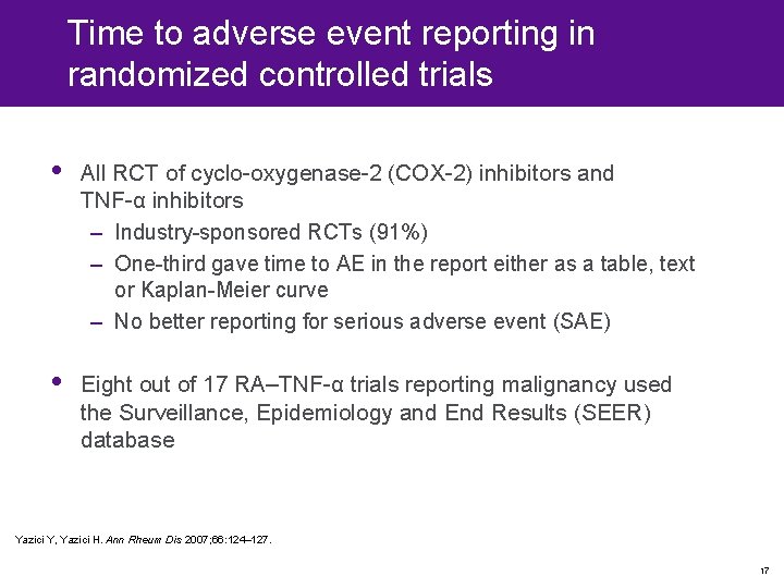 Time to adverse event reporting in randomized controlled trials • All RCT of cyclo-oxygenase-2 Time to adverse event reporting in randomized controlled trials • All RCT of cyclo-oxygenase-2