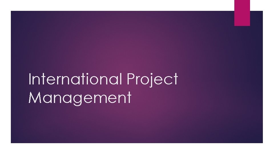 International Project Management 