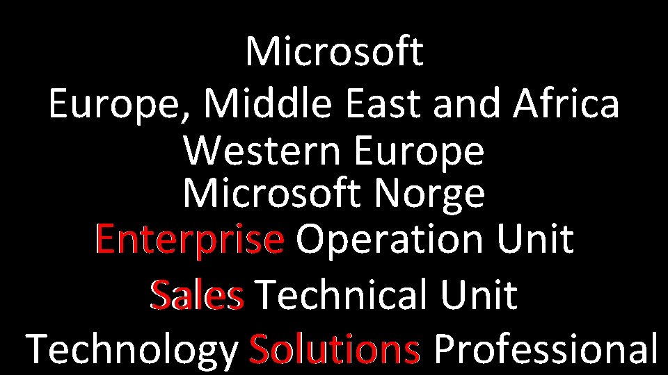 Microsoft Europe, Middle East and Africa Western Europe Microsoft Norge Enterprise Operation Unit Sales