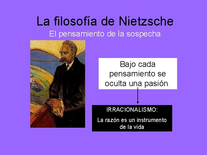 La filosofía de Nietzsche El pensamiento de la sospecha Bajo cada pensamiento se oculta