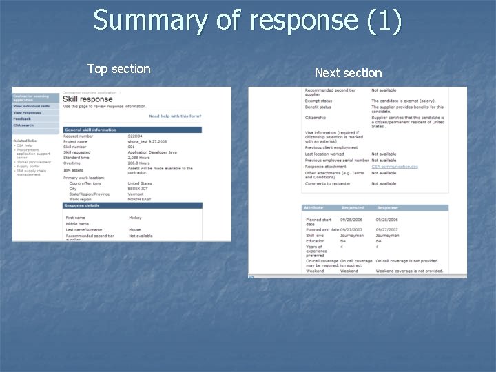 Summary of response (1) Top section Next section 