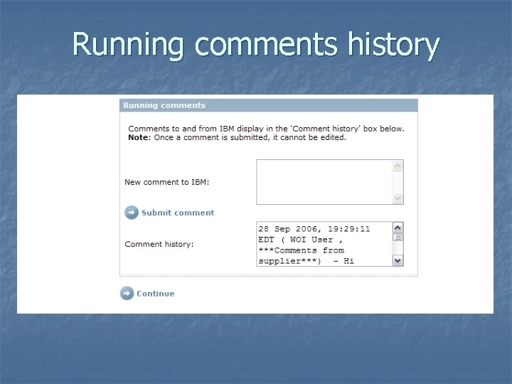 Running comments history 