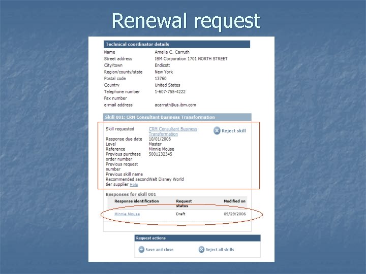 Renewal request 