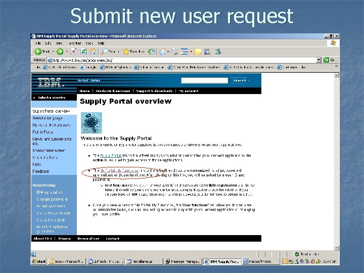 Submit new user request 