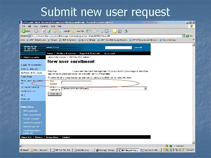 Submit new user request 