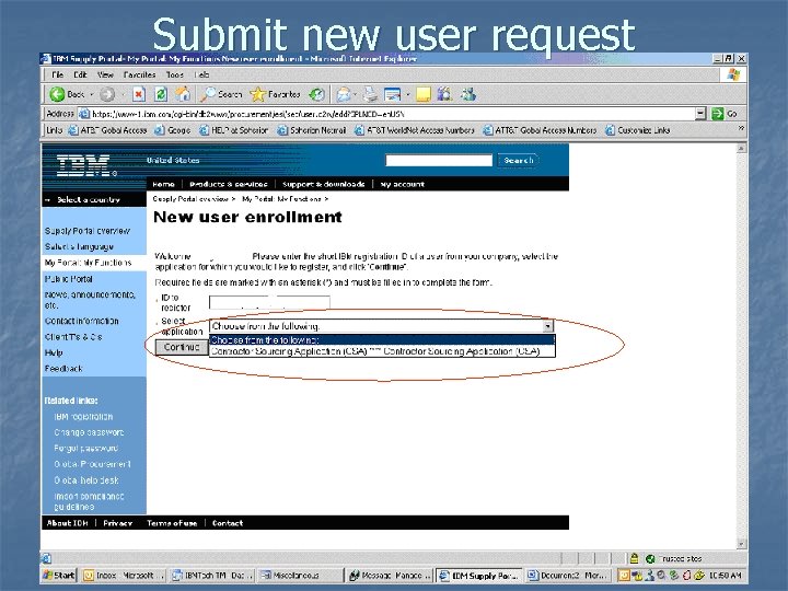 Submit new user request 