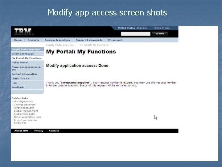 Modify app access screen shots 
