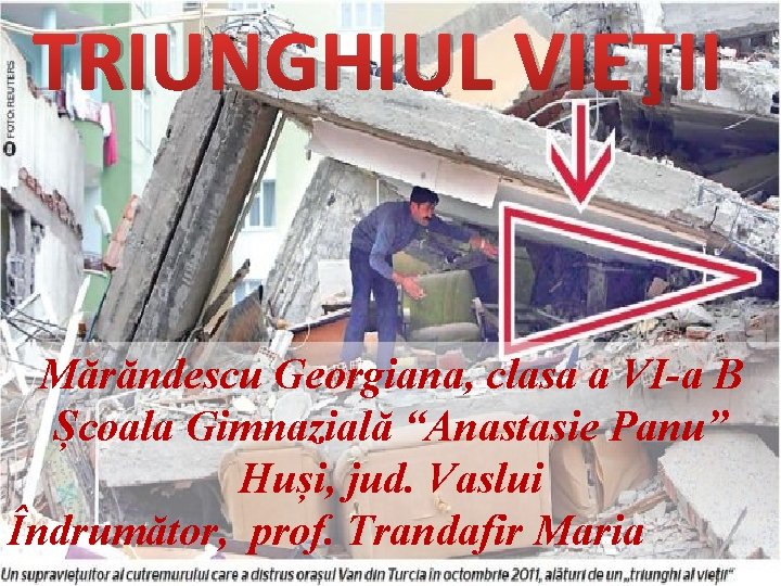 TRIUNGHIUL VIEŢII Mărăndescu Georgiana, clasa a VI-a B Școala Gimnazială “Anastasie Panu” Huși, jud.