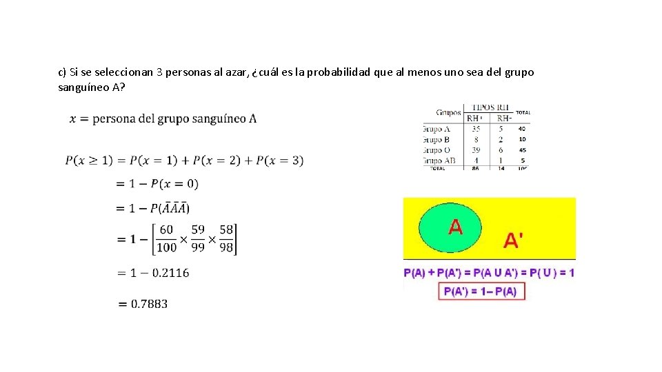 c) Si se seleccionan 3 personas al azar, ¿cuál es la probabilidad que al c) Si se seleccionan 3 personas al azar, ¿cuál es la probabilidad que al