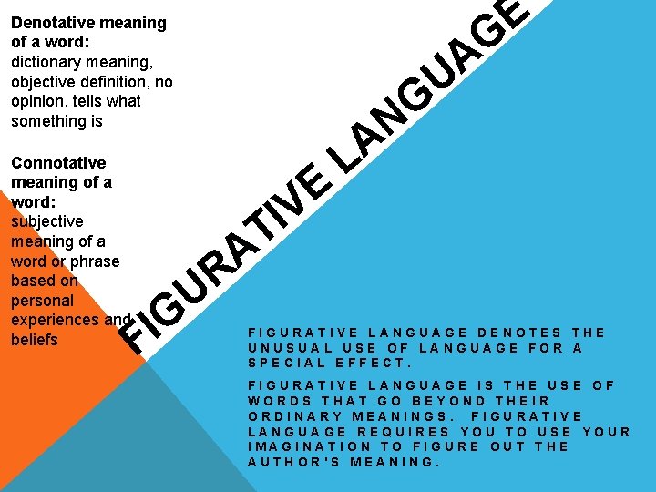 Denotative meaning of a word: dictionary meaning, objective definition, no opinion, tells what something