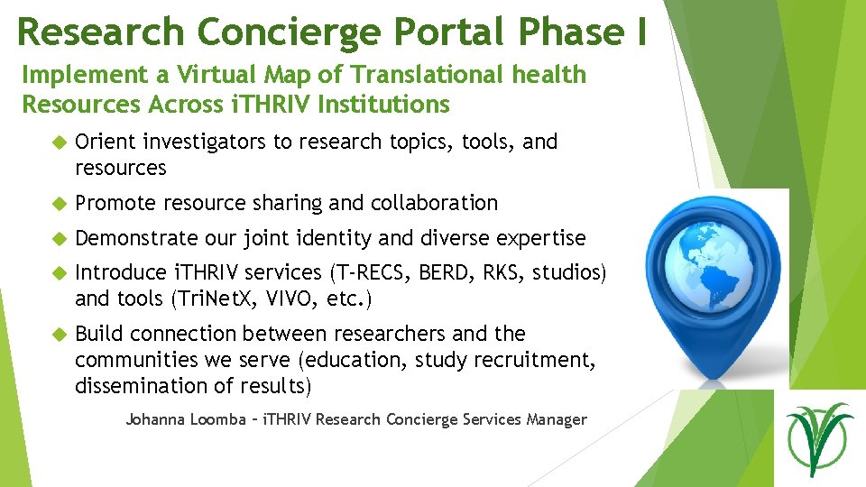 Research Concierge Portal Phase I Implement a Virtual Map of Translational health Resources Across