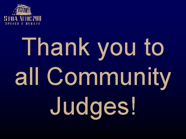 Thank you to all Community Judges! 