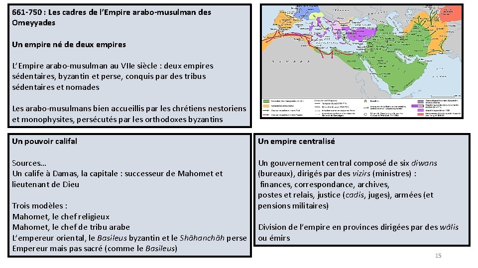 661 -750 : Les cadres de l’Empire arabo-musulman des Omeyyades Un empire né de