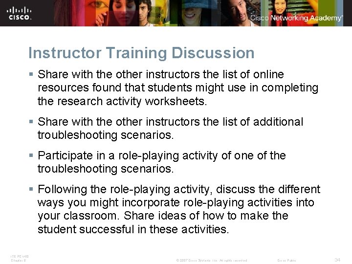 Instructor Training Discussion § Share with the other instructors the list of online resources