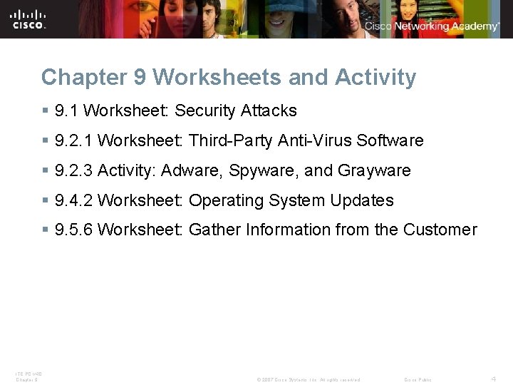 Chapter 9 Worksheets and Activity § 9. 1 Worksheet: Security Attacks § 9. 2.
