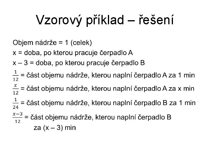 Vzorový příklad – řešení • 