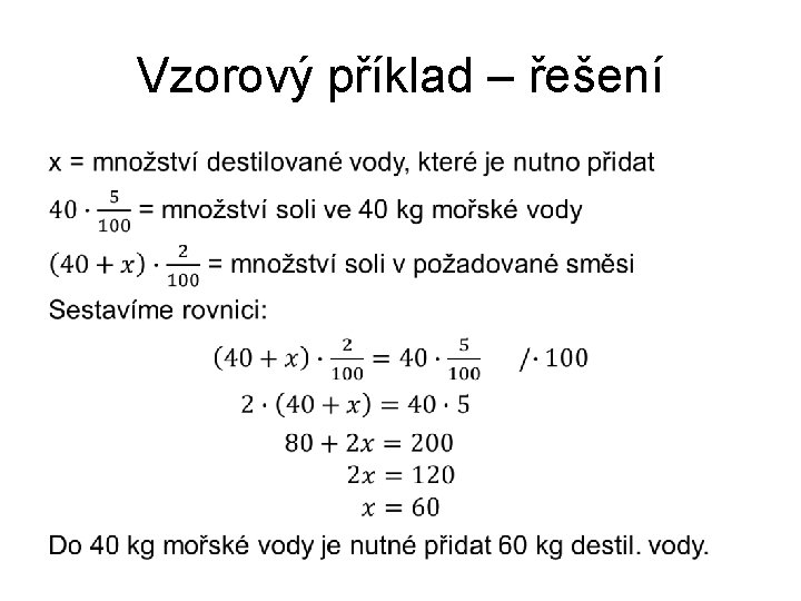 Vzorový příklad – řešení • 